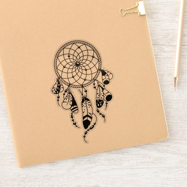 Tribal Dreamcatcher Boho Black Aufkleber (Notizbuch)