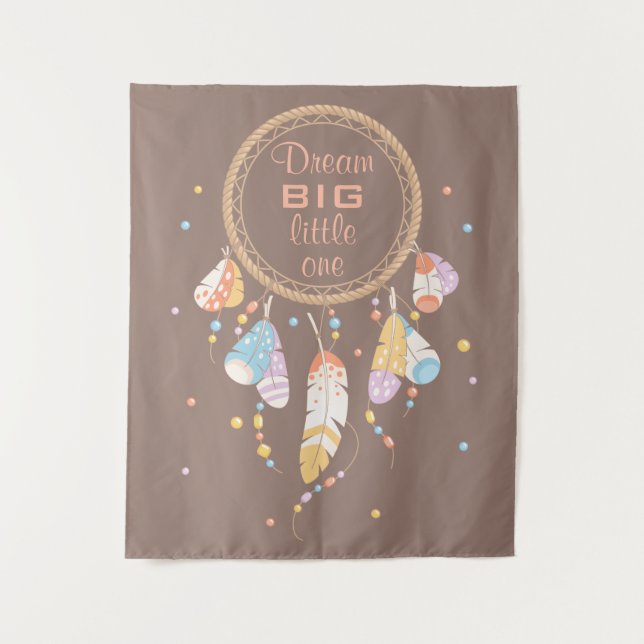 Tribal Dreamcatcher Boho Brown Quote Wandteppich (Vorderseite)