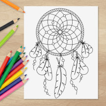 Tribal Dreamcatcher Boho Coloring Page