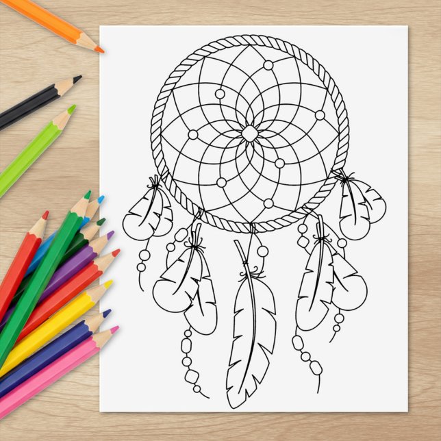 Tribal Dreamcatcher Boho Coloring Page Gummistempel (Von Creator hochgeladen)
