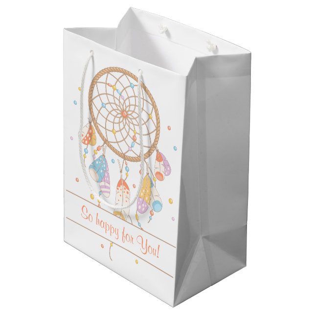 Tribal Dreamcatcher Boho Have Baby Mittlere Geschenktüte (Rückseite Schrägansicht)