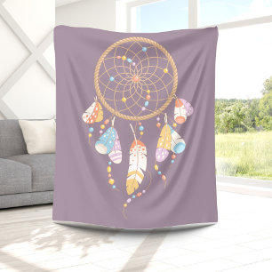 Tribal Dreamcatcher Boho Lila Fleecedecke