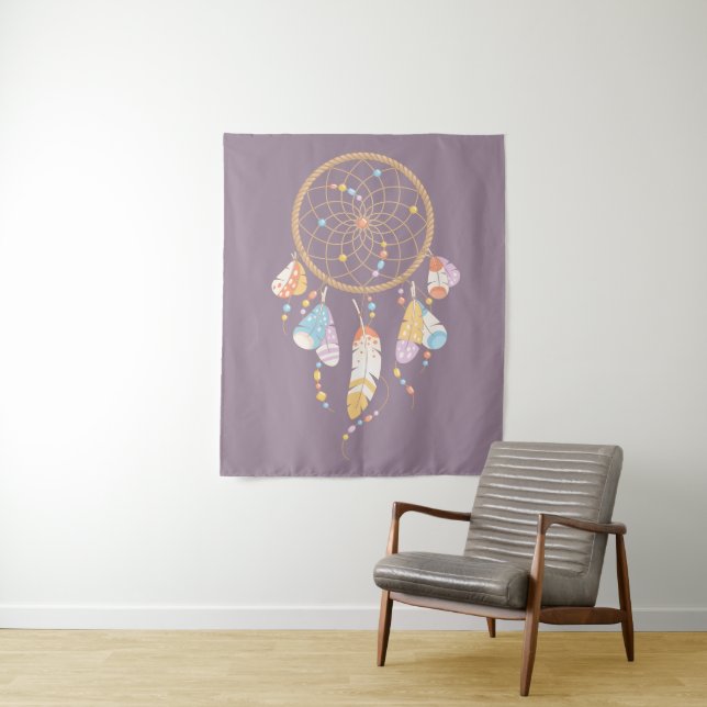 Tribal Dreamcatcher Boho Lila Wandteppich (Beispiel)