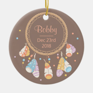 Tribal Dreamcatcher Boho New Baby Keepake Keramikornament