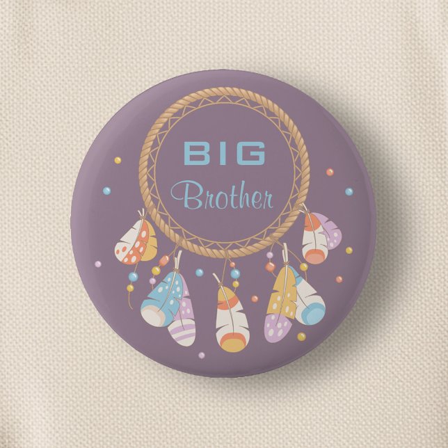 Tribal Dreamcatcher Boho Newborn Big Brother Button (Von Creator hochgeladen)