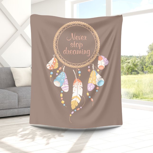 Tribal Dreamcatcher Boho Quote Brown Fleecedecke (Von Creator hochgeladen)
