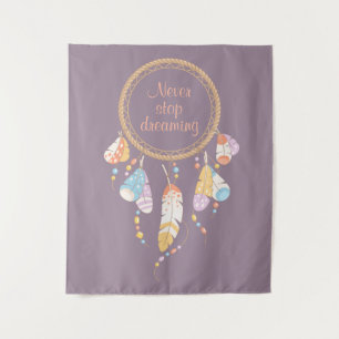 Tribal Dreamcatcher Boho Quote Lila Wandteppich