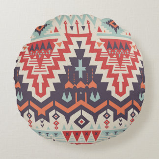 Tribal Elegance: Geometrisches Ethnic Print Rundes Kissen