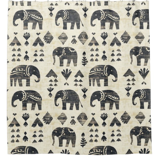 Tribal Elephant Boho Pattern (1) Duschvorhang (Vorderseite)