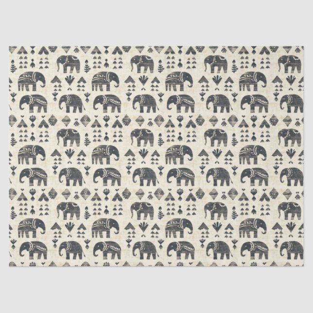 Tribal Elephant Boho Pattern (1) Seidenpapier (Vorderseite)
