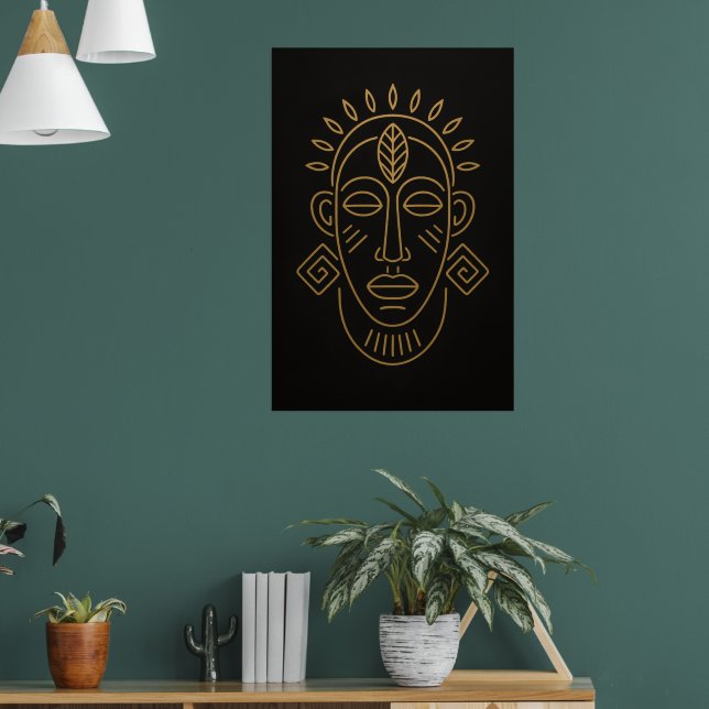 Tribal Essence | African Face Motif Art Print Poster (Wohnzimmer 1)
