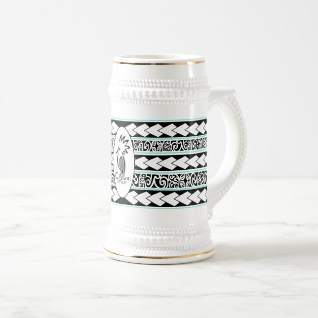 Tribal Ethnic Band Turquoise Bierglas (VorderseiteRechts)
