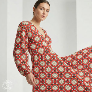 Tribal Ethnic Boho Chic Geometric Red Black Beige Stoff
