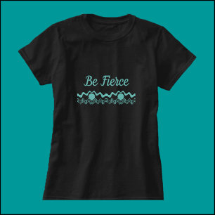 Tribal Ethnic Geometric Turquoise und Black T-Shirt