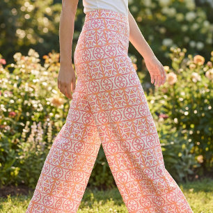 Tribal Ethnic Orange Pink Geometric Muster Stoff
