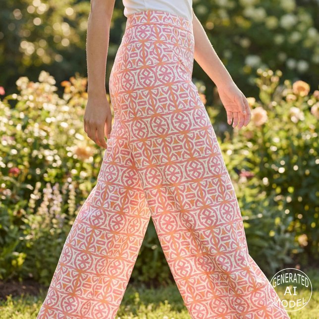 Tribal Ethnic Orange Pink Geometric Muster Stoff (Von Creator hochgeladen)