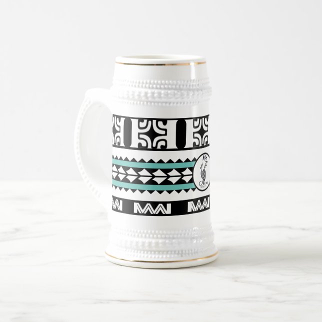 Tribal Ethnic/Turquoise Bierkrug Bierglas (Vorderseite Links)