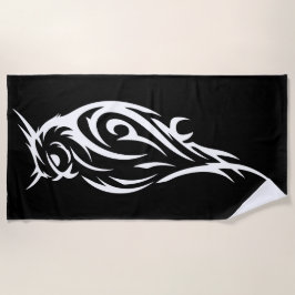Tribal Eule Minimalistisches Schwarz-Weiß-Design Strandtuch