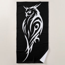 Tribal Eule Minimalistisches Schwarz-Weiß-Design Strandtuch