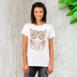 Tribal Eulen-Linienkunst Modern Braun Abstrakt T-Shirt