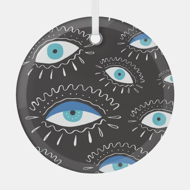 Tribal Eye Feathers Fashion Pattern Ornament Aus Glas (Vorderseite)