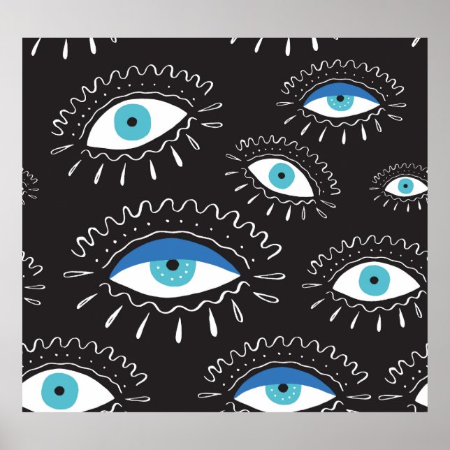 Tribal Eye Feathers Fashion Pattern Poster (Vorne)