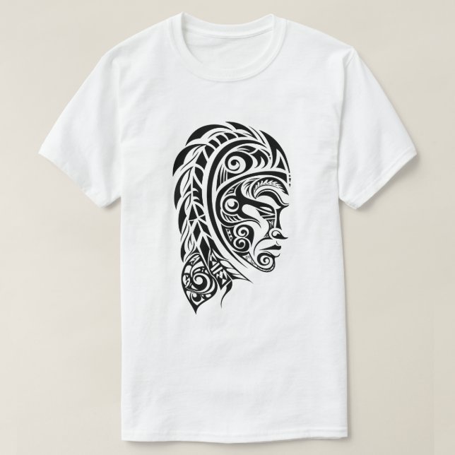 Tribal Face Tattoo Design Illustration T-Shirt (Design vorne)