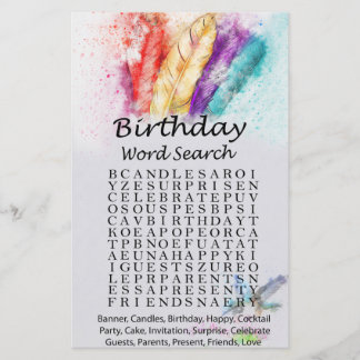Tribal Feather Birthday Wortsuche