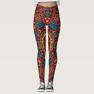Tribal Festlich: Farbige Ethnische Muster Leggings