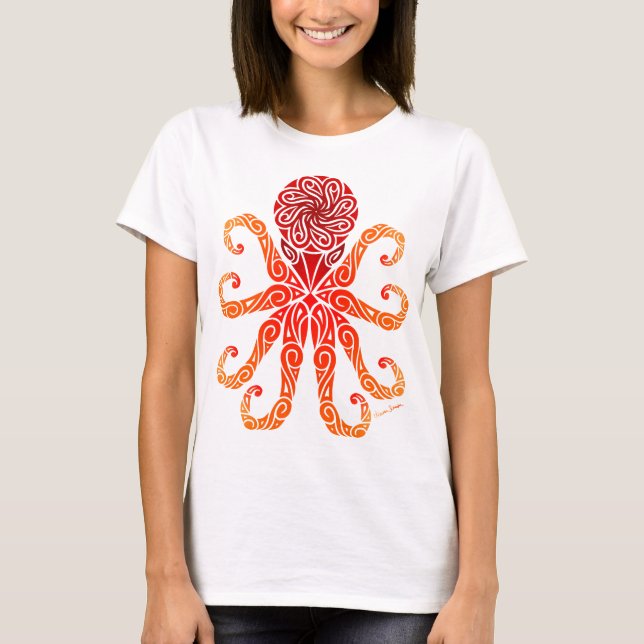 Tribal Fire Octopus T-Shirt (Vorderseite)
