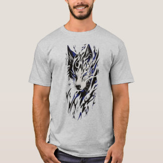 Tribal Flame Wolf T - Shirt - Monochrome Energie
