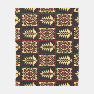 Tribal Floral: Vintages Muster Eleganz Fleecedecke