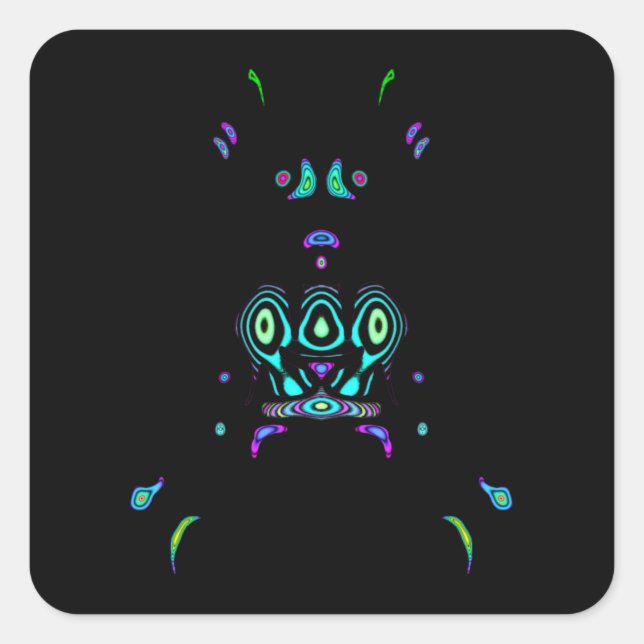 Tribal fluo v1 quadratischer aufkleber (Vorderseite)