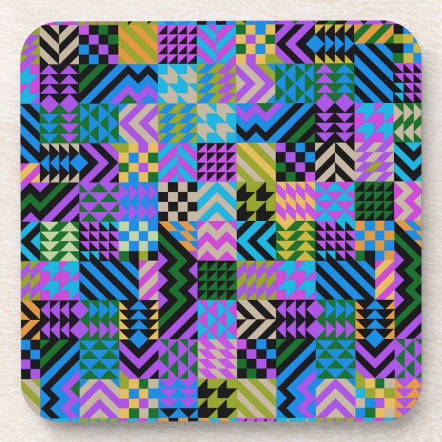 Tribal Folk Art - Blue Getränkeuntersetzer (Vorderseite)