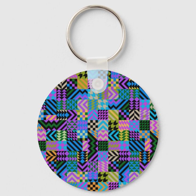 Tribal Folk Art - Blue Schlüsselanhänger (Vorderseite)