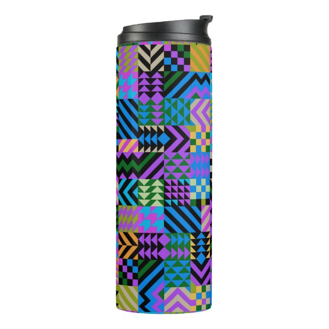 Tribal Folk Art - Blue Thermosbecher (Nach links gedreht)