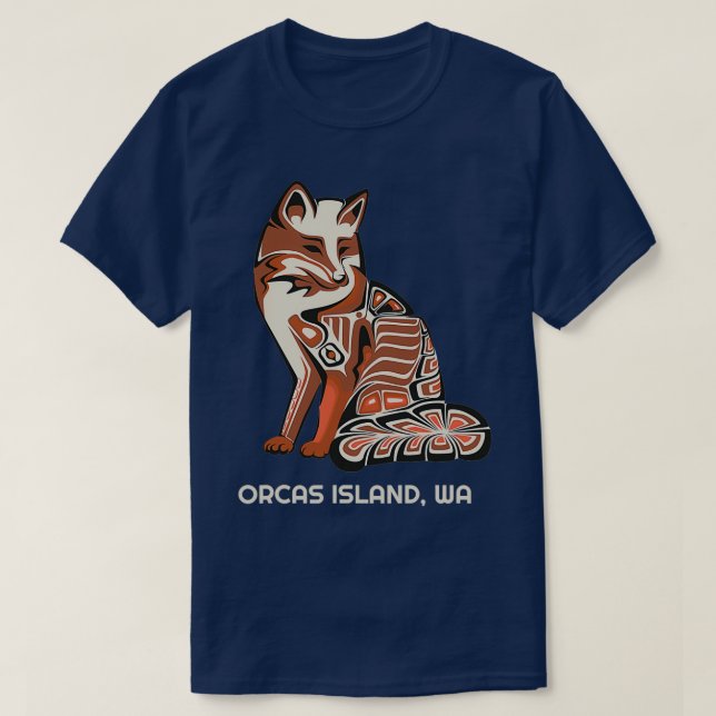Tribal Fox Orcas Island Washington Native American T-Shirt (Design vorne)