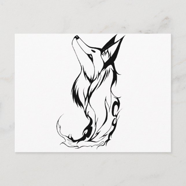 Tribal Fox Tattoo Design Postkarte (Vorderseite)