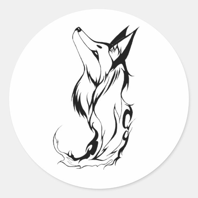 Tribal Fox Tattoo Design Runder Aufkleber (Vorderseite)