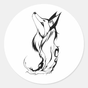 Tribal Fox Tattoo Design Runder Aufkleber