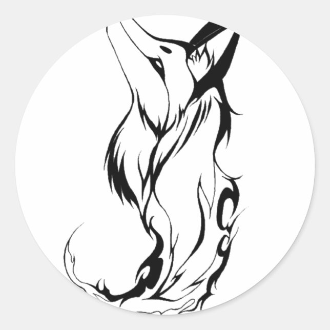 Tribal Fox Tattoo Design Runder Aufkleber (Vorderseite)