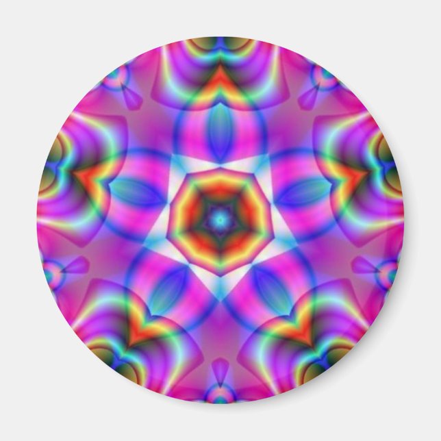 Tribal Fraktal Mandala Star Blume Magnet (Vorne)