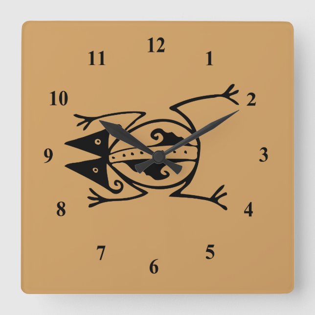 Tribal Frog Quadratische Wanduhr (Vorderseite)