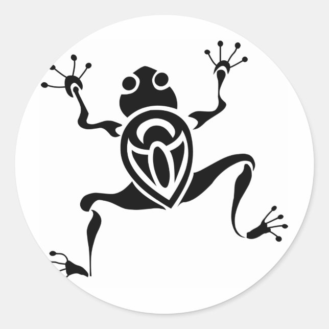 Tribal Frog Tattoo Runder Aufkleber (Vorderseite)