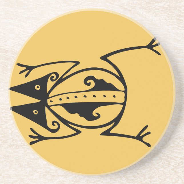 Tribal Frosch antike tierische Stammeskunst Getränkeuntersetzer (Vorne)