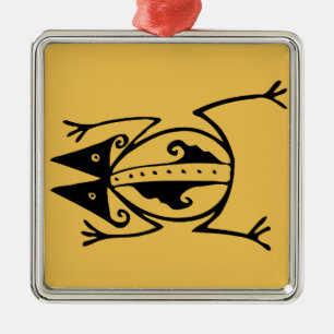 Tribal Frosch antike tierische Stammeskunst Ornament Aus Metall