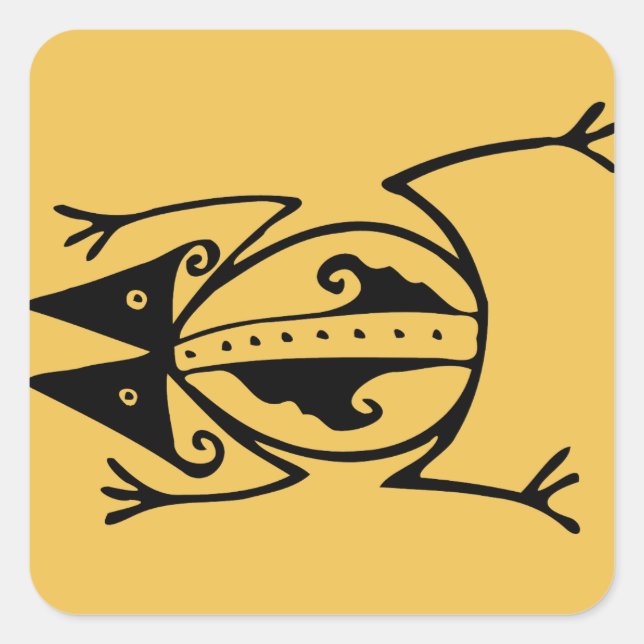 Tribal Frosch antike tierische Stammeskunst Quadratischer Aufkleber (Vorderseite)