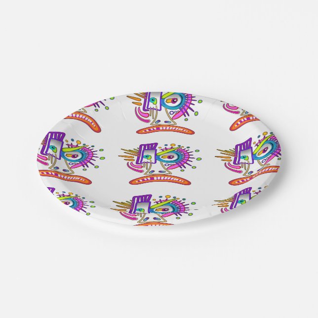 TRIBAL FROWNIE EMOJI MEEMOGIE PAPPTELLER (Schrägansicht)
