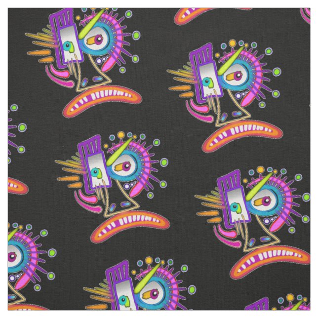 TRIBAL FROWNIE EMOJI MEEMOGIE STOFF (Muster)