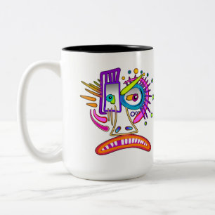 TRIBAL FROWNIE EMOJI MEEMOGIE ZWEIFARBIGE TASSE